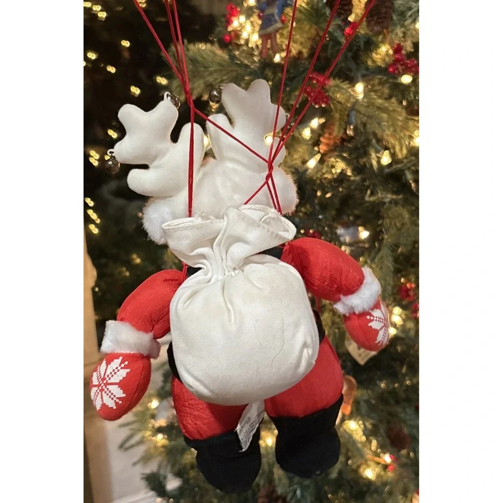 Vtg Applause Christmas Reindeer Santa bell Plush Parachute‎ Stuffed Animal Toys